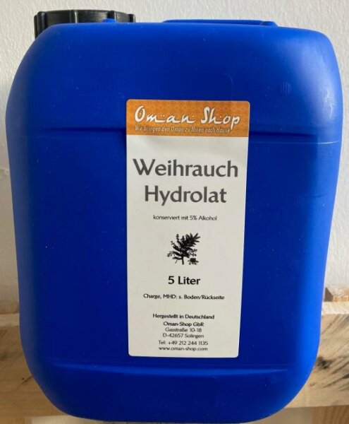 Weihrauch Hydrolat, 5 l im Kanister, mit 5% Alkohol, Lebensmittel